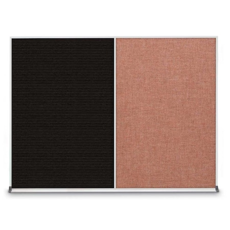 United Visual Products Triple Door Radius Plus Corkboard, 72" x UV8005PLUS-BLACK-CORK